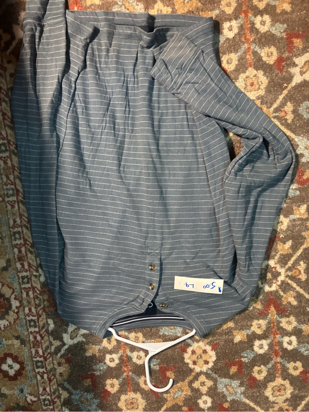C&C California Slate Blue Striped Henley